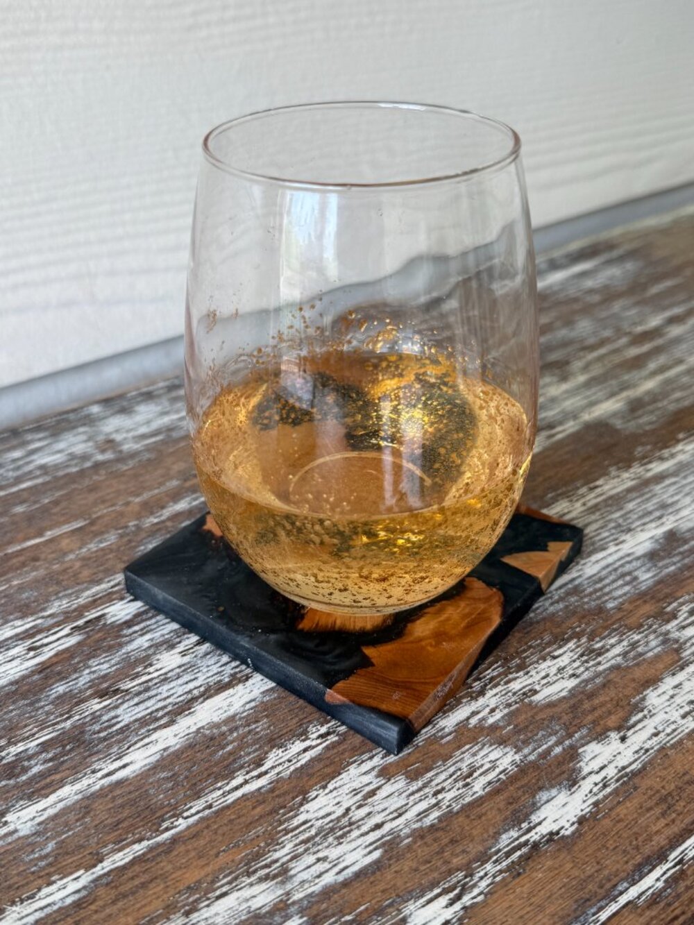 Square Gray Black Resin River Wood Drink Coasters Set of 4 Housewarming Gift - Picture 7 of 7